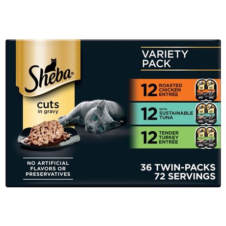 Sheba Perfect Portions Variety Pack Cuts In Gravy Cat Food, 2.6 Oz Twin-Pack