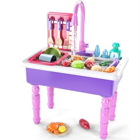 Play Kitchen Sink Toys, Electric Dishwasher Playing Toy with Running Water,
