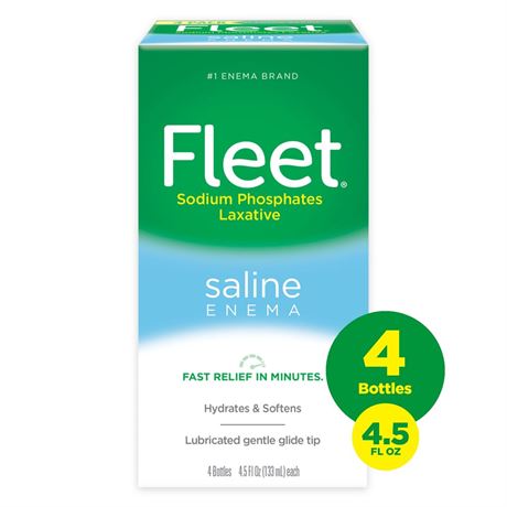Fleet Laxatives, Saline Enema for Adult Constipation Relief, Prefilled Enemas,