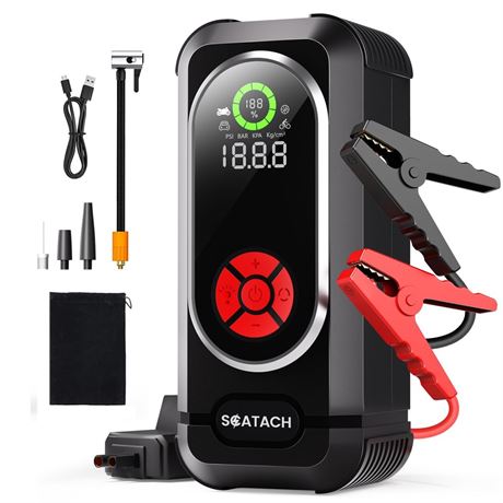 8000A Jump Starter with Air Compressor, 10-in-1 Car Battery Jump Starter