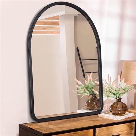Mirrors for Wall 20"x16" Black Rustic Wood Framed Vintage Mirror Decorative