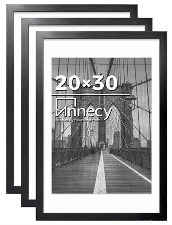 Annecy 20x30 Picture Frame Set of 3, Display Pictures 18x24 with Mat or 20x30