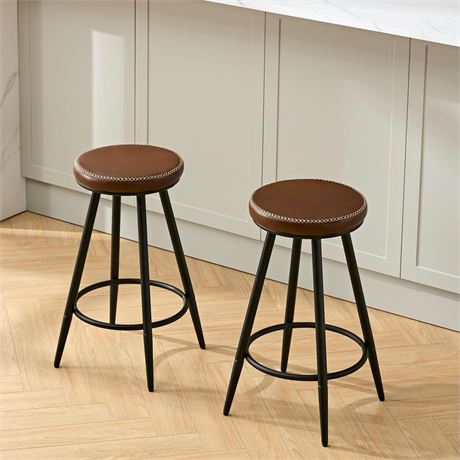 Bar Stools Set of 2, Swivel Backless 24" Counter Height Bar Stools for Kitchen