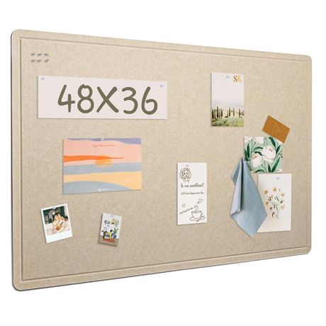 Large Bulletin Board - 48 x 36 Inches, Decorative Felt Pin Board for Wall - 4'