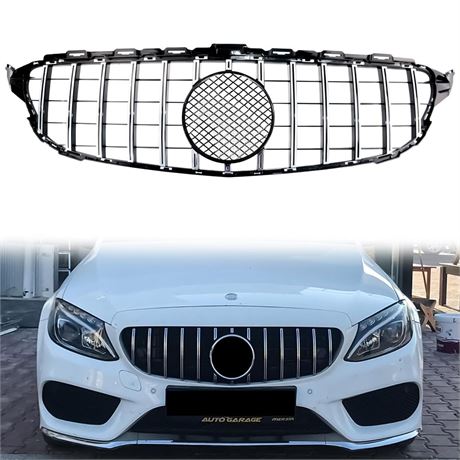 GTR C Class Grill with LED Emblem Front Grille for Mercedes Benz C300 C200 C250