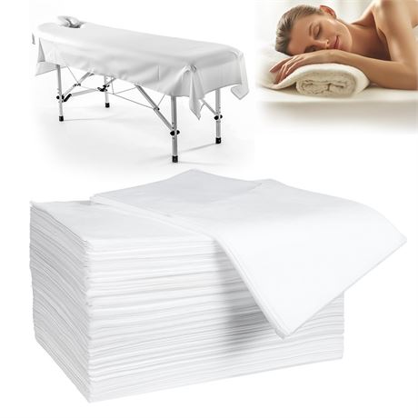 100 Pack 31" x 71" Disposable Non-Woven Massage Table Bed Covers - 2-Ply