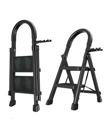 2 Step Ladder,2 Step Stool for Adults,2 Step Ladder Folding Step Stool with