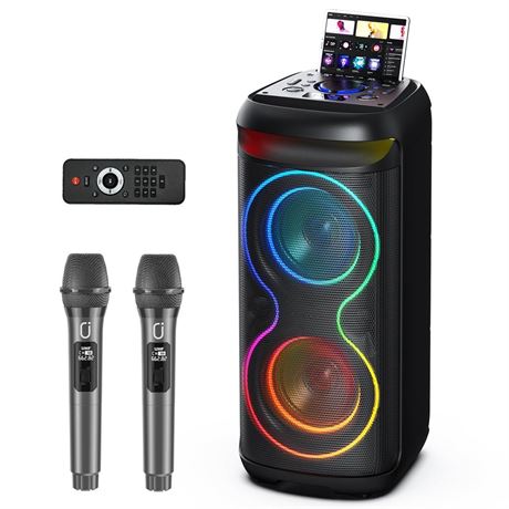 JYX Karaoke Machine with 2 Wireless Microphones for Adults, Big Bluetooth Party