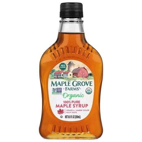 Maple Grove Farms® Organic 100% Pure Maple Syrup, Pour Glass Bottle, 8.5 fl oz
