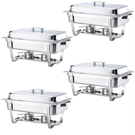 ALPHA LIVING 70014-GRAY 4 Pack 8QT Chafing Dish High Grade Stainless Steel