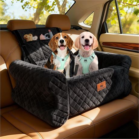 Dog Car Seat for Dogs up to 60 lbs, Pet Car Seat for Back with Detachable