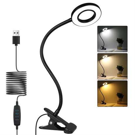 iVict Desk Lamp Clip on Light, 48 LEDs USB Clip Book Light with 3 Color Modes