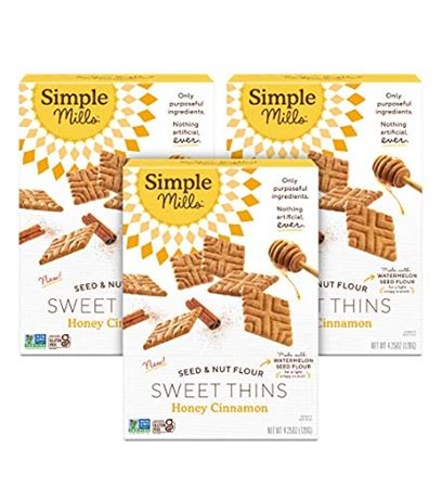 Simple Mills Honey Cinnamon Seed & Nut Flour Sweet Thins, Paleo Friendly &