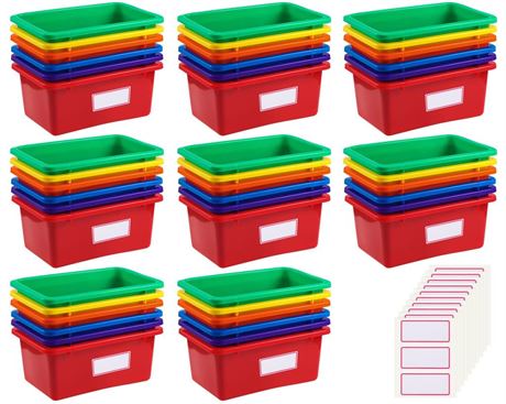 Outus 48 Pack Book Bins for Classroom Plastic Cubby Bins Toy Bins for Kids