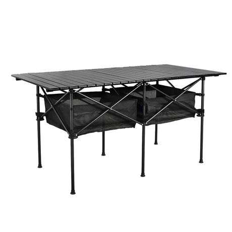 Sanny LargeOutdoor Folding Picnic Camping Table,55"X 27.56"Portable Aluminum