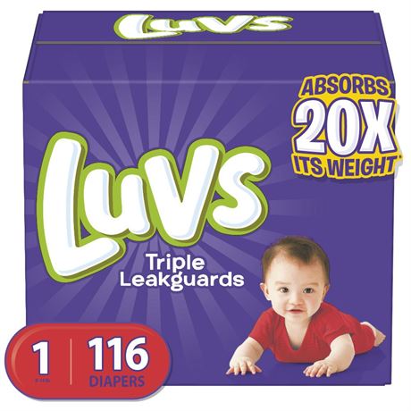 Luvs Pro Level Leak Protection Diapers Big Pack - Size 1 - 116ct