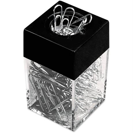 Universal Paper Clips with Magnetic Dispenser  Small (No. 1)  Silver  100