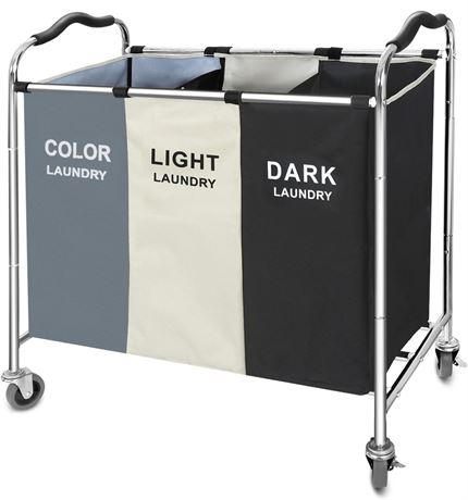 Laundry Basket with Wheels, 240L Laundry Hamper with 3 Clothes Hamper Bag for