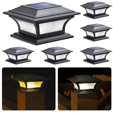 SIEDiNLAR Solar Post Cap Lights Outdoor Glass LED Fence Deck Light 2 Modes for