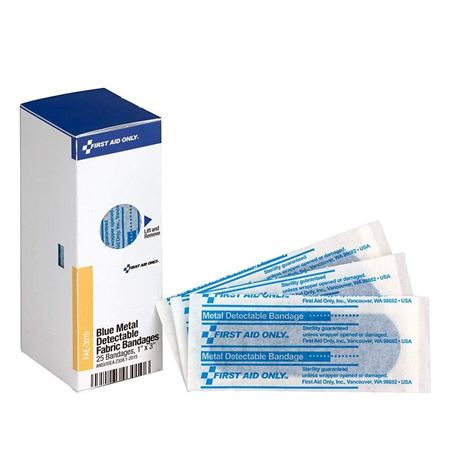 First Aid Only FAE-3010 SmartCompliance Refill Blue Metal Detectable Bandages,