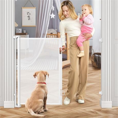 42 Inch Extra Tall Retractable Baby Gate 55" Wide Retractable Dog Gate Extra