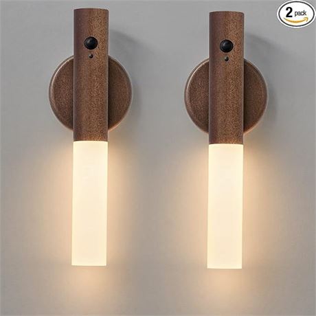 Bonuci 2 Pcs Motion Sensor Night Light Magnetic Wall Light 2 Pcs USB LED Lights