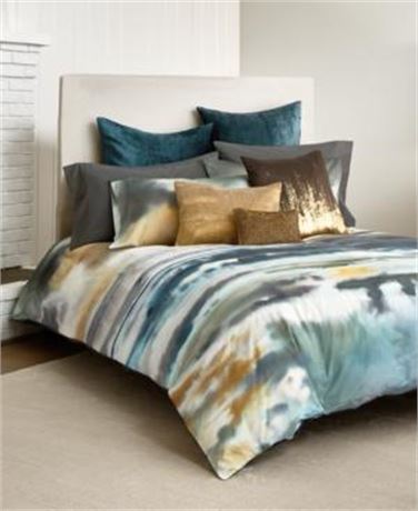 OFFSITE Micheal Aram Abstract Watercolor Surf Blue Cotton Duvet Bedding