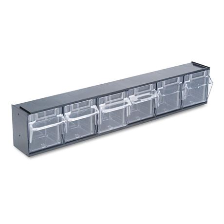 Deflecto 20604OPU Six-bin horizontal tilt bin storage system, 23-5/8w x 3-5/8d