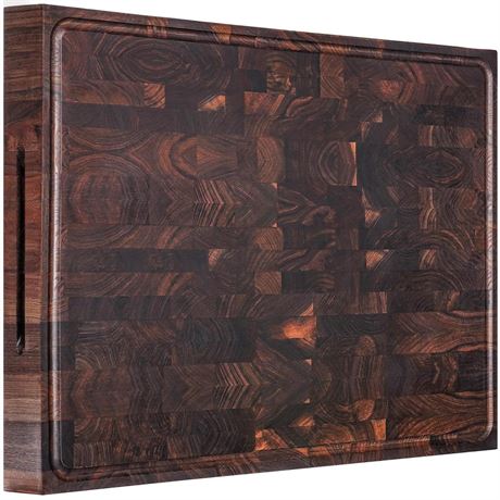 AZRHOM Extra Large Thick Walnut Wood End Grain Cutting Board 24x18x2 In, Wooden