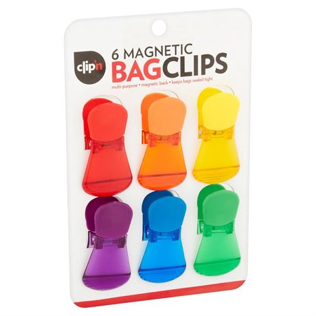 Best Brands Clip'n Magnetic Bag Clips 6-pack, Multicolor
