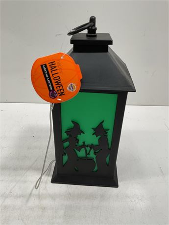 OFFSITE Happy Halloween light-up Witches Brew Green Plastic 11” Lantern