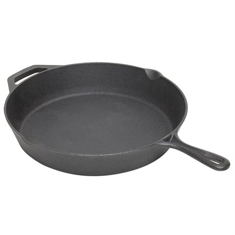 12" Cast Iron Skillet (Black) Frying Pan For Pancakes, Meat, and Fish | Large