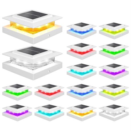 NIORSUN Solar Post Cap Lights Outdoor Waterproof, 4x4 Post Solar Lights RGB