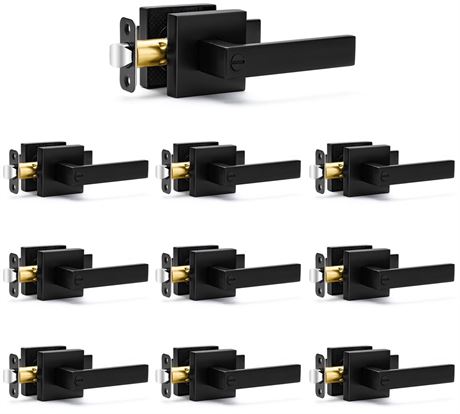 10 Pack Matte Black Door Handles Privacy Door Levers, Keyless Interior Door