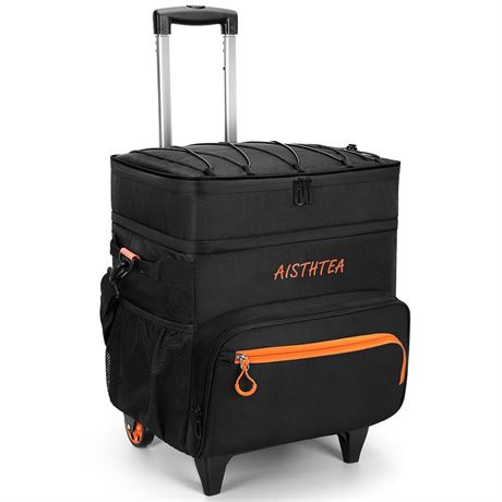 Cooler with Wheels and  Handle, Rolling Cooler + Can, Enhanced Stability