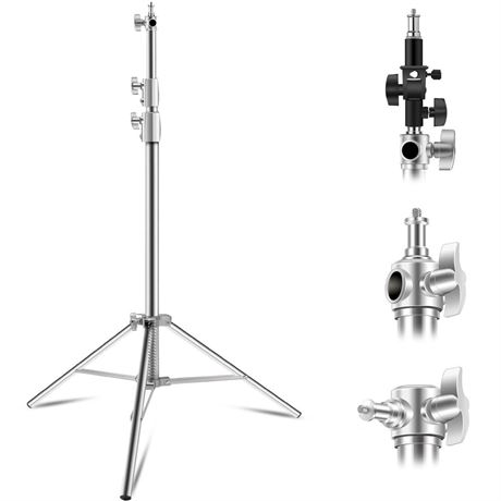 Wellmaking Stainless Steel Photography Light Stand 9.2ft/280cm.Spring Cushioned