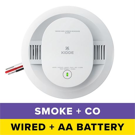 Kidde Hardwired Combination Smoke & Carbon Monoxide Detector, AA Battery