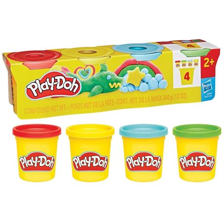Play-Doh Classic 4pk 3oz Cans  Basket Stuffers Ages 2 and Up