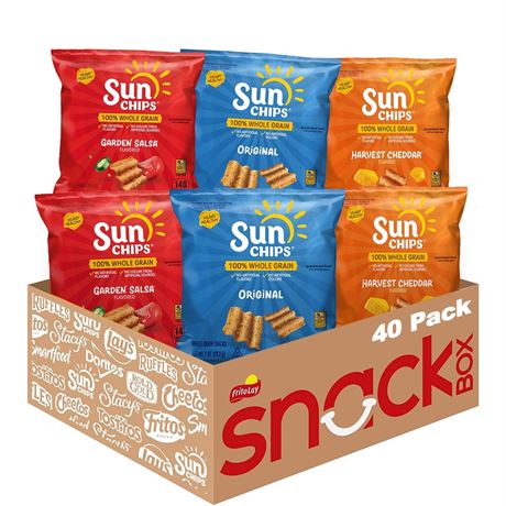 SunChips Multigrain Chips Variety Pack, 1 oz Bags, 40 Count (Assortment May