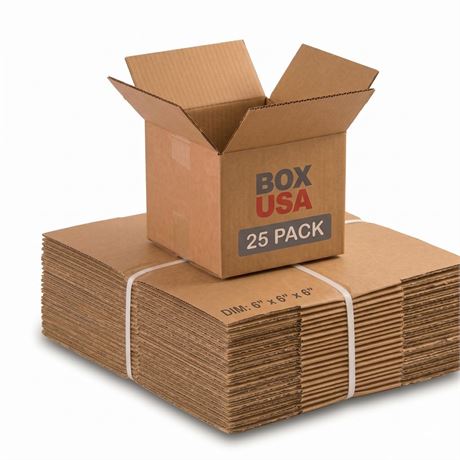 BOX USA Small Shipping Boxes 6"L x 6"W x 6"H (25-Pack) - Cube Corrugated