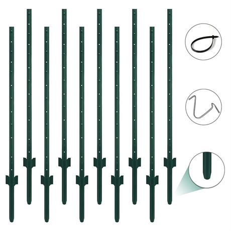 (3-4-5-6-7 Feet) TANIVO Heavy Duty Fence Post with Spike Bottom Design (Pack