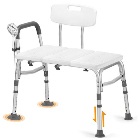 TABEKE Tub Transfer Bench for Bathtub, Tool Free Assembly Shower Chair with
