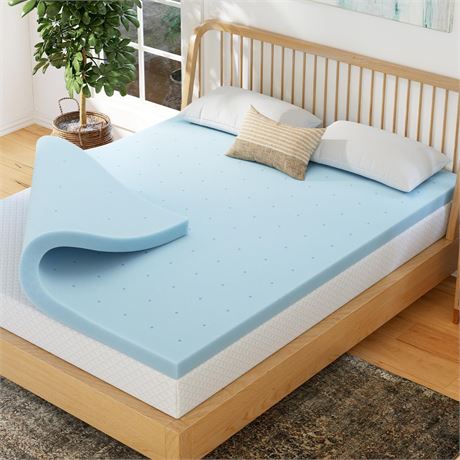 EGOHOME 3 Inch Full Memory Foam Mattress Topper, Cooling Gel Infused & Pressure