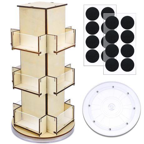 Amyhill Rotating Display Stand, 3 Tier Wooden Sticker Display Stand for