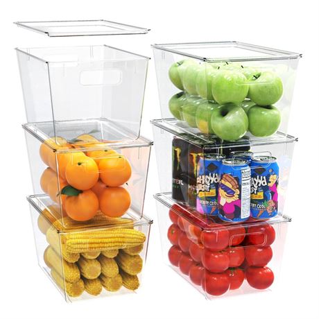 YAN & HIN 6pcs/ Set Clear Large Storage Bins with Lids, Versatile Pantry