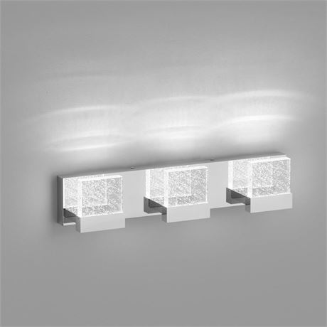 Ralbay Bubble Crystal LED Bathroom Vanity Light, 3-Light Modern Chrome Wall