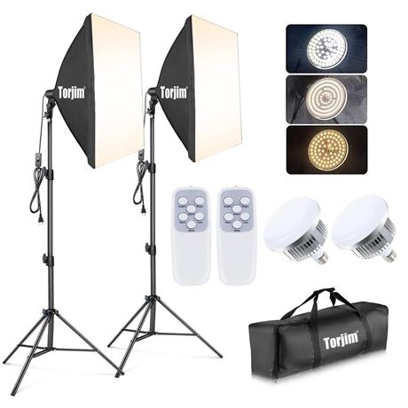 Torjim Softbox Photography Lighting Kit, 2Pcs 27" x 27" Professional Soft Box |