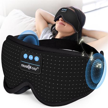 MUSICOZY White Noise Sleep Mask Headphones with 16 Soothing Sounds, Bluetooth