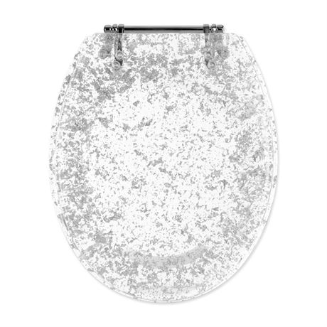 Navaris Glitter Toilet Seat - Transparent Toilet Seat with Sparkly Silver