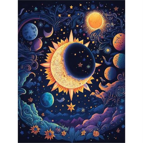 xackcme Moon Paint by Numbers for Adults-Stars Paint by Number on Canvas